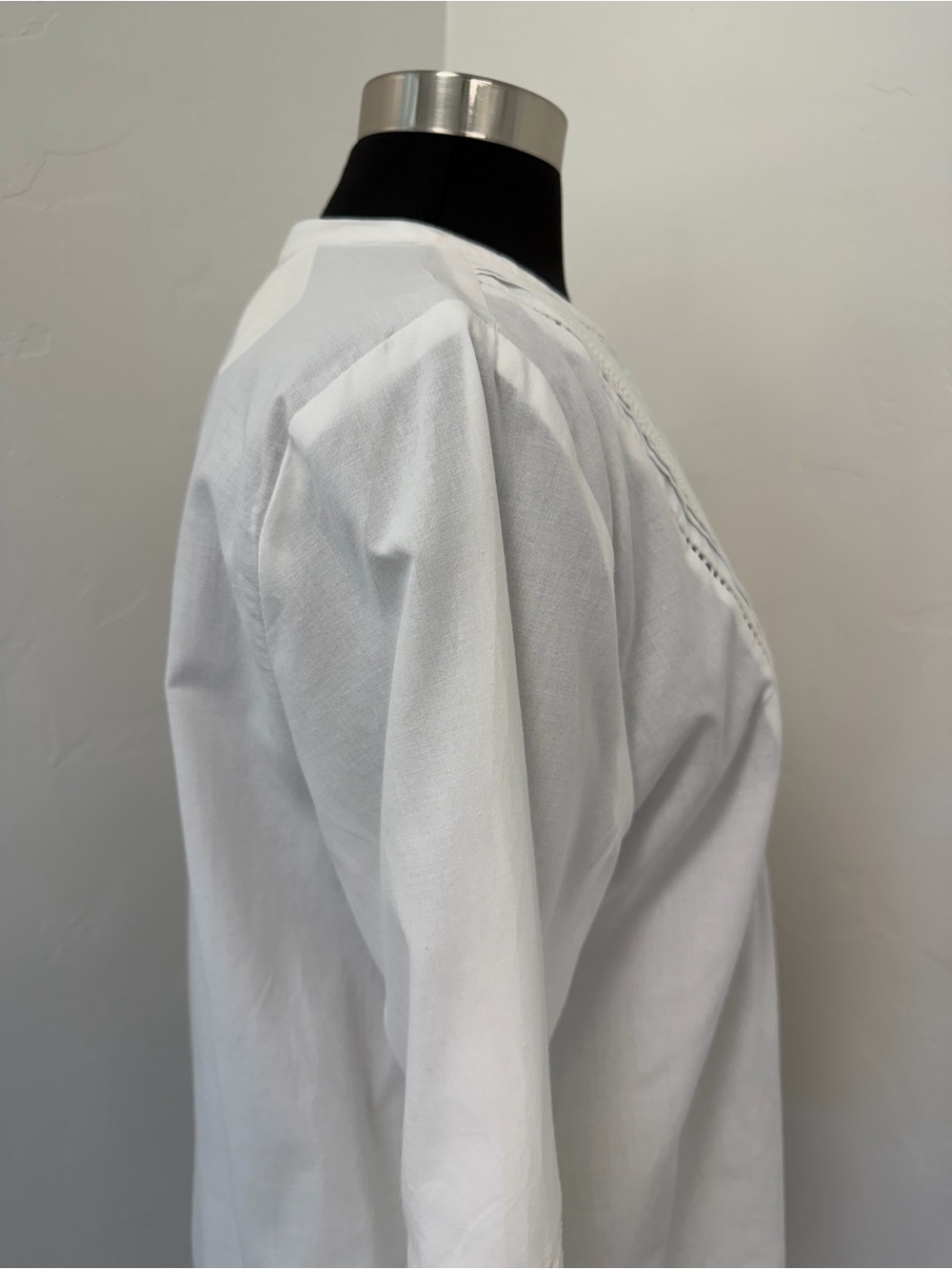 NWT Evereve white Jacqueline lace Inset Eyelet cottagecore Peasant Blouse Size L - Picture 7 of 13